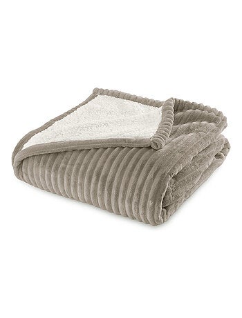 Plaid Sherpa 130x170 cm - Doublé imitation mouton retourné - Tout doux et bien chaud