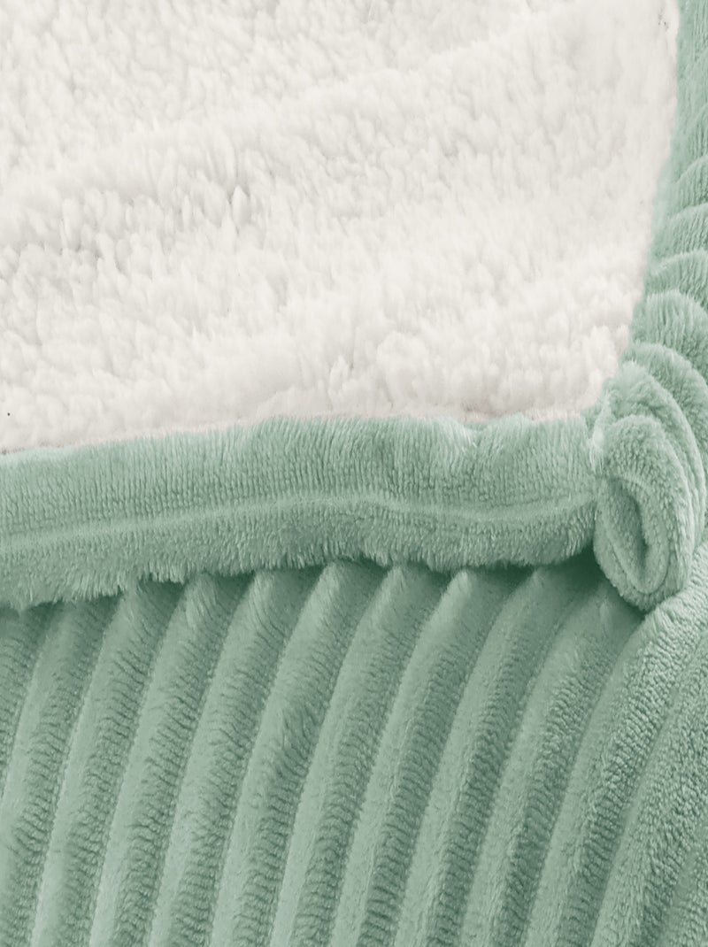 Plaid Sherpa 130x170 cm - Doublé imitation mouton retourné - Tout doux et bien chaud Vert tilleul - Kiabi