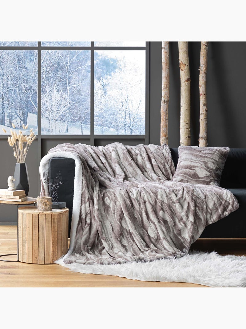 Plaid sherpa douceur caribou Gris clair - Kiabi