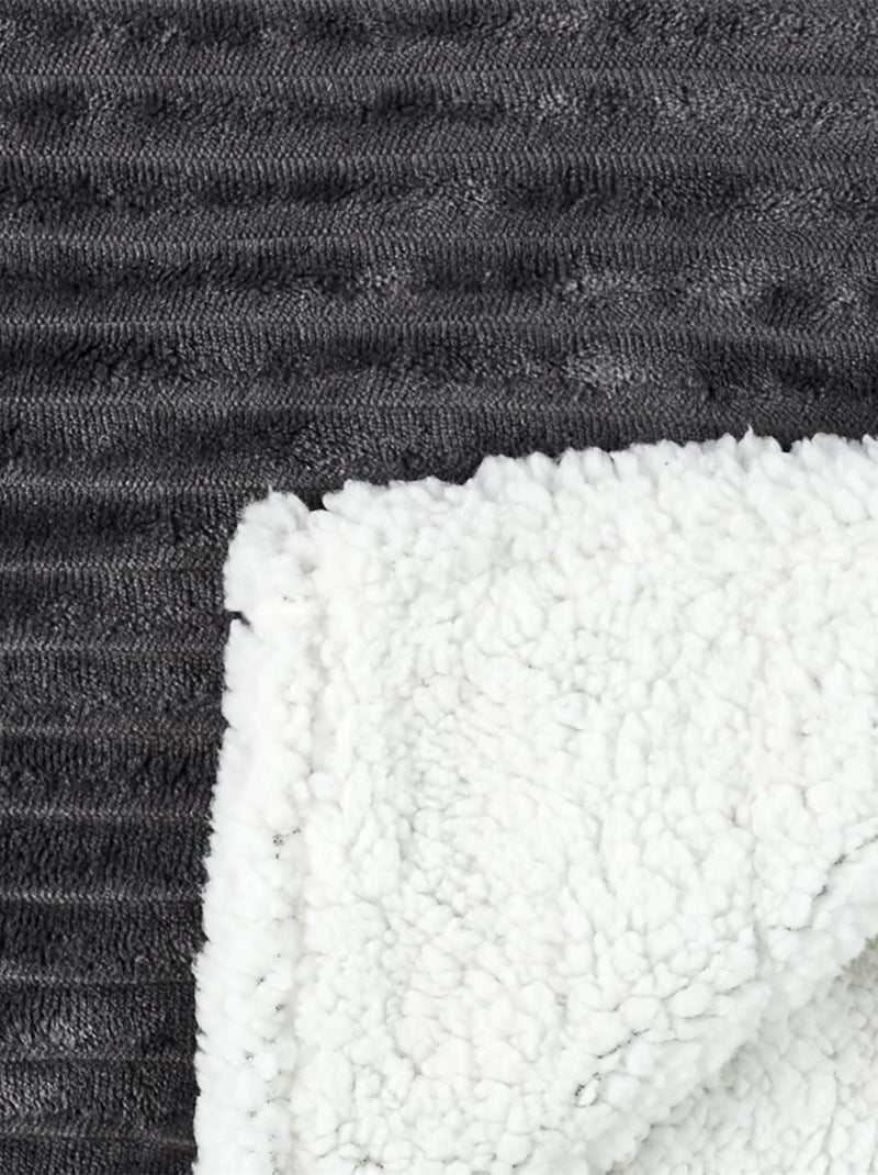 Plaid SHERPA en flanelle côtelé Gris - Kiabi