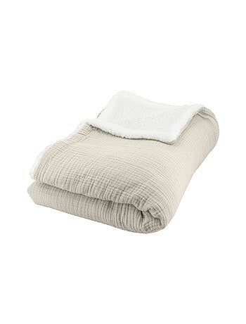 Plaid sherpa et gaze de coton 130 x 170cm Alix