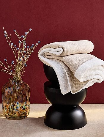 Plaid sherpa et gaze de coton 130 x 170cm Alix