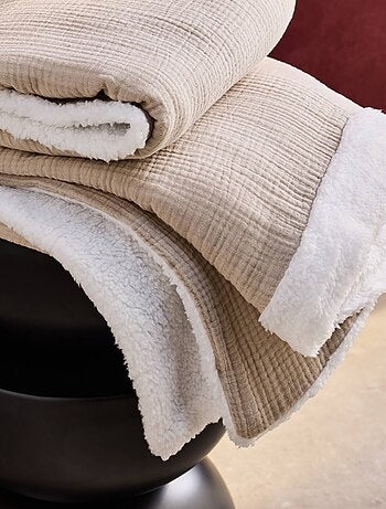 Plaid sherpa et gaze de coton 130 x 170cm Alix