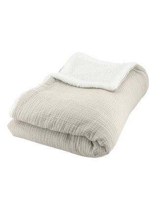 Plaid sherpa et gaze de coton 130 x 170cm Alix