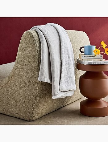 Plaid sherpa et gaze de coton 130 x 170cm Alix