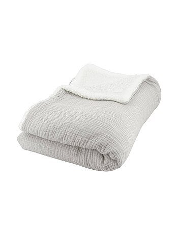 Plaid sherpa et gaze de coton 130 x 170cm Alix