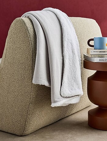 Plaid sherpa et gaze de coton 130 x 170cm Alix