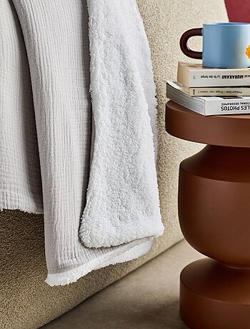 Plaid sherpa et gaze de coton 130 x 170cm Alix