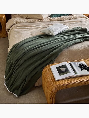 Plaid sherpa et gaze de coton 130 x 170cm Alix