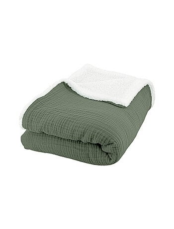 Plaid sherpa et gaze de coton 130 x 170cm Alix
