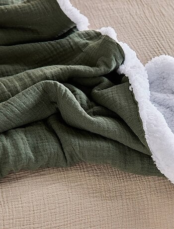 Plaid sherpa et gaze de coton 130 x 170cm Alix
