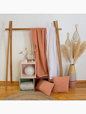 Plaid sherpa et gaze de coton 130 x 170cm Alix