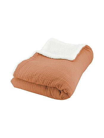 Plaid sherpa et gaze de coton 130 x 170cm Alix
