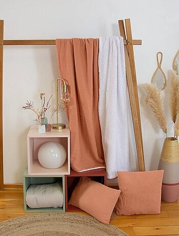 Plaid sherpa et gaze de coton 130 x 170cm Alix