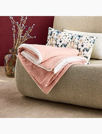 Plaid sherpa et gaze de coton 130 x 170cm Alix