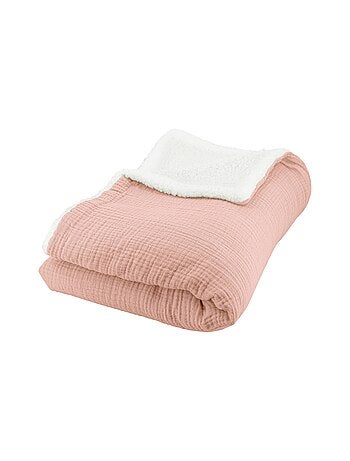 Plaid sherpa et gaze de coton 130 x 170cm Alix