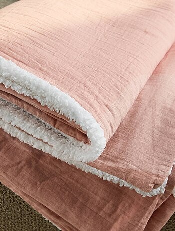 Plaid sherpa et gaze de coton 130 x 170cm Alix