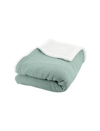 Plaid sherpa et gaze de coton 130 x 170cm Alix