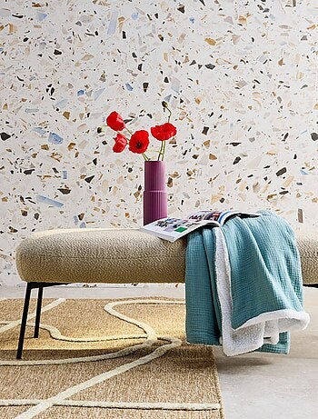 Plaid sherpa et gaze de coton 130 x 170cm Alix