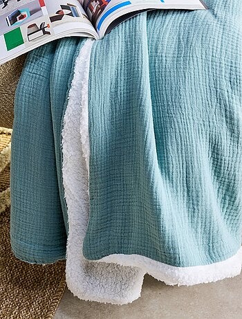 Plaid sherpa et gaze de coton 130 x 170cm Alix