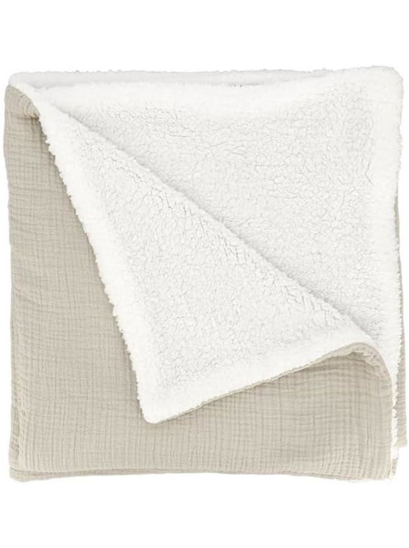 Plaid sherpa et gaze de coton Beige - Kiabi