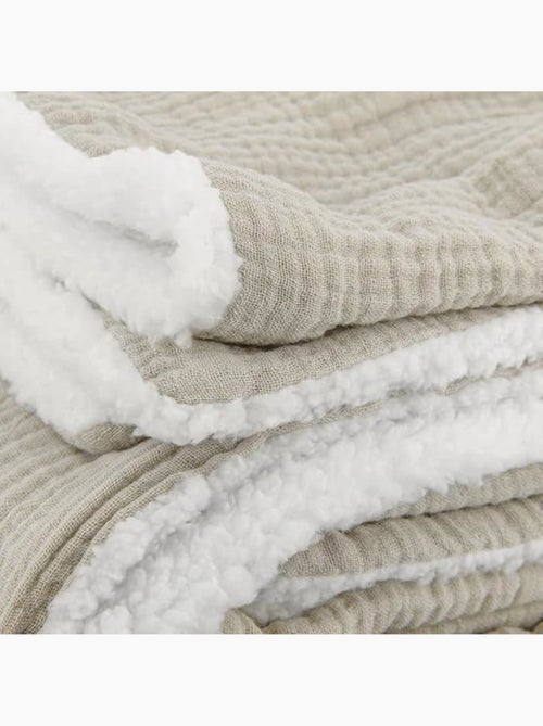 Plaid sherpa et gaze de coton - Kiabi Plaid sherpa et gaze de coton - Kiabi