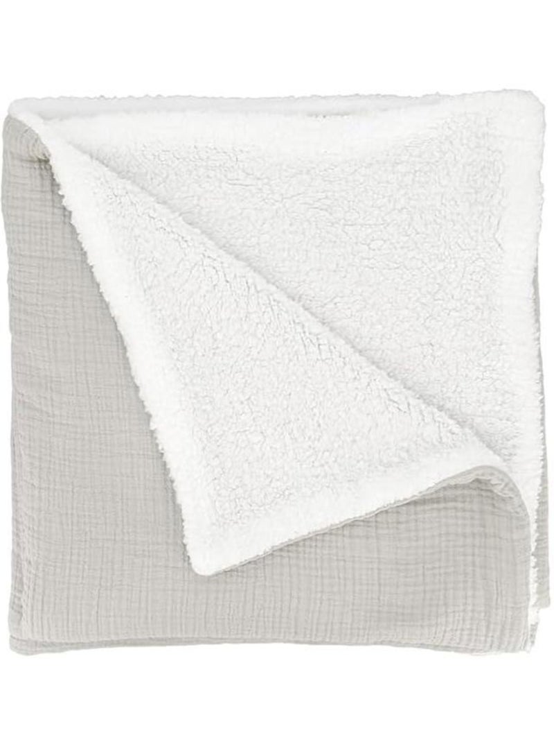Plaid sherpa et gaze de coton Gris - Kiabi