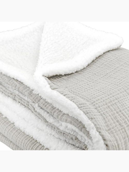 Plaid sherpa et gaze de coton - Kiabi Plaid sherpa et gaze de coton - Kiabi