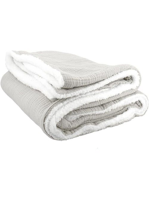 Plaid sherpa et gaze de coton - Kiabi Plaid sherpa et gaze de coton - Kiabi