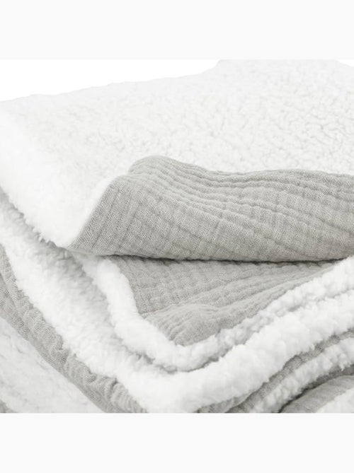 Plaid sherpa et gaze de coton - Kiabi Plaid sherpa et gaze de coton - Kiabi