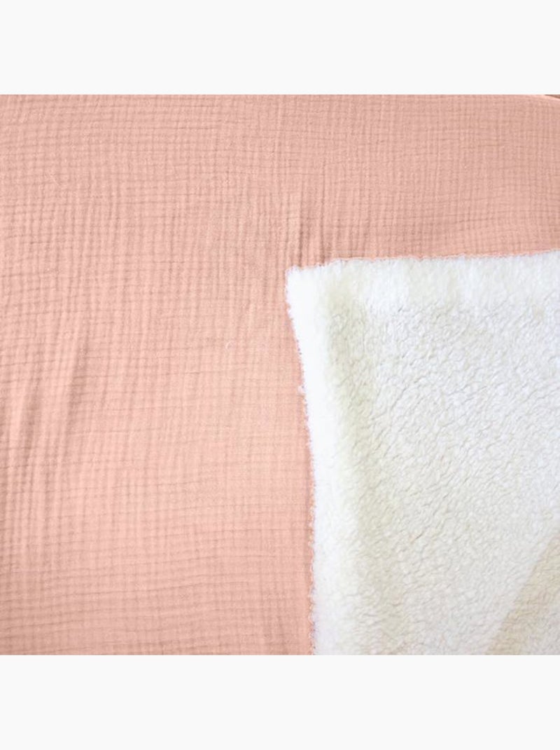 Plaid sherpa et gaze de coton Orange clair - Kiabi
