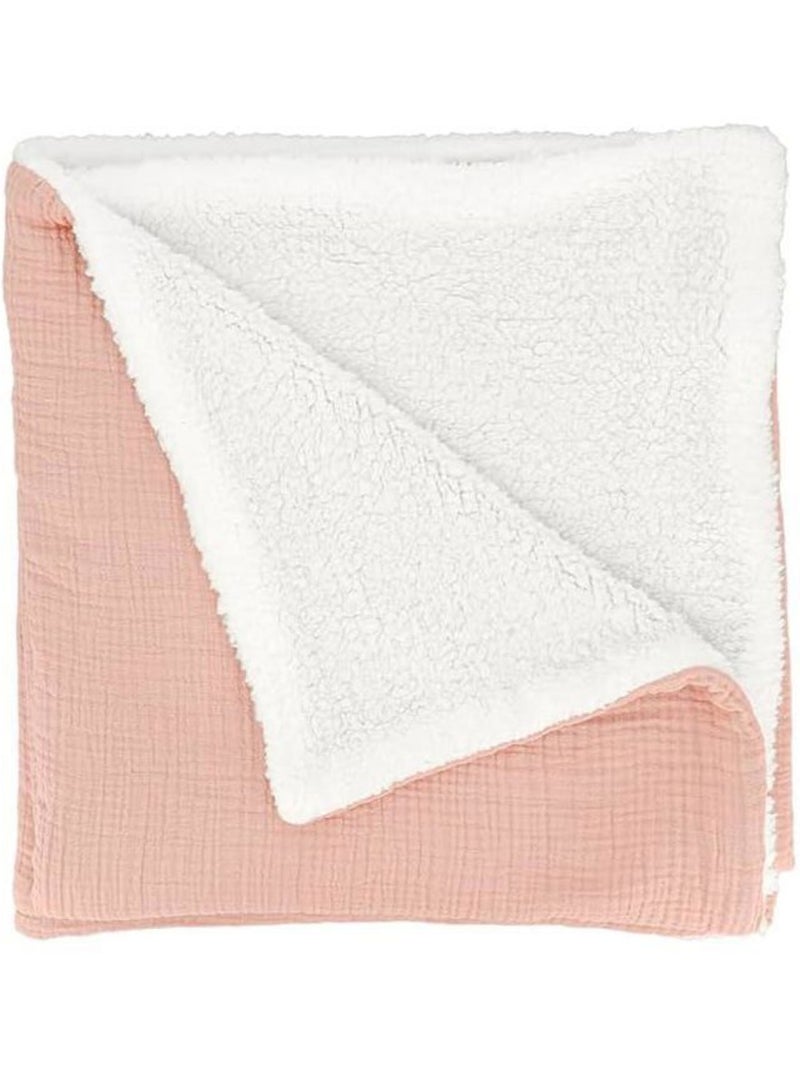 Plaid sherpa et gaze de coton Orange clair - Kiabi