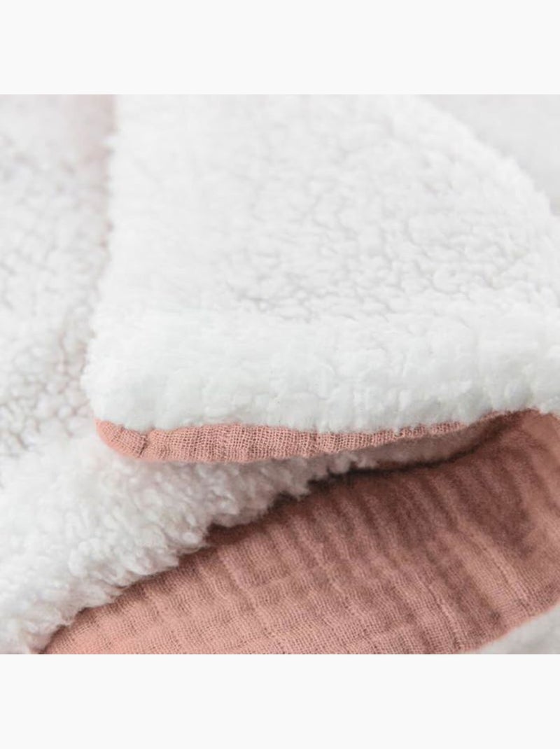 Plaid sherpa et gaze de coton Orange clair - Kiabi