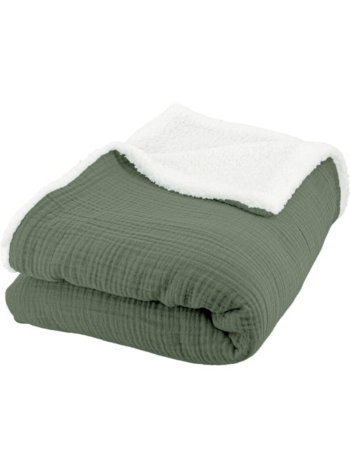 Plaid sherpa et gaze de coton - Kiabi Plaid sherpa et gaze de coton - Kiabi