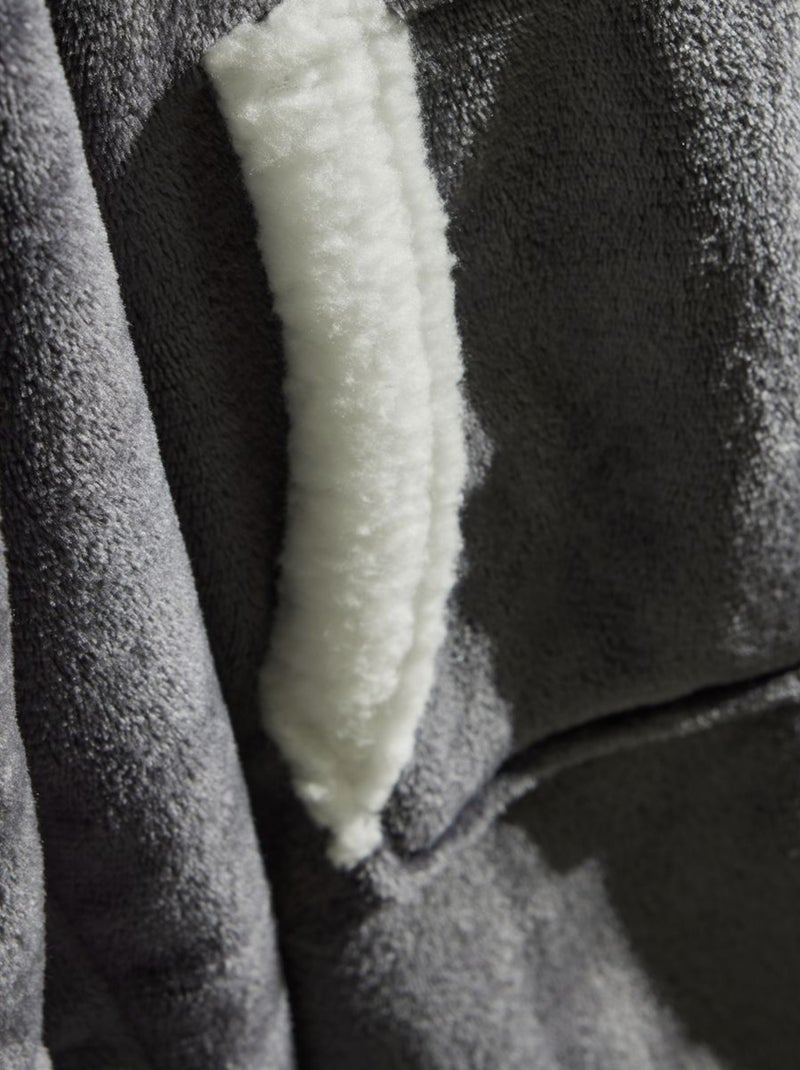 Plaid sweat polaire BIEN AU CHAUD gris anthracite - Kiabi
