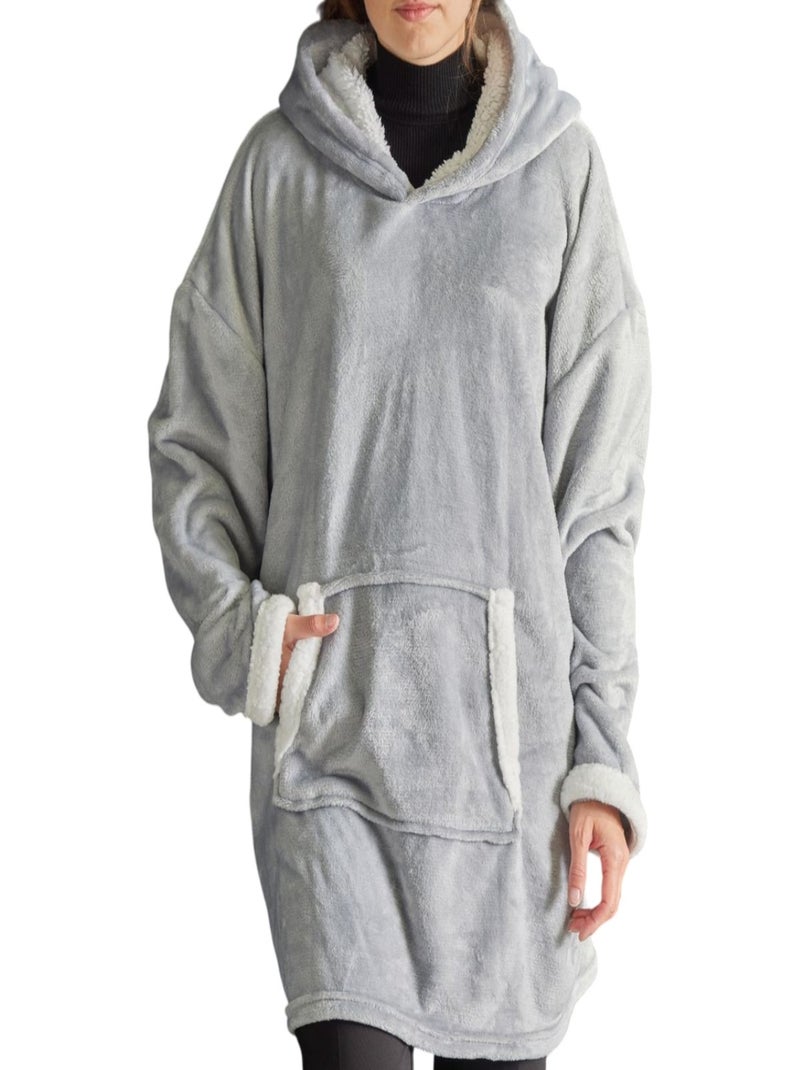 Plaid sweat polaire BIEN AU CHAUD Gris - Kiabi