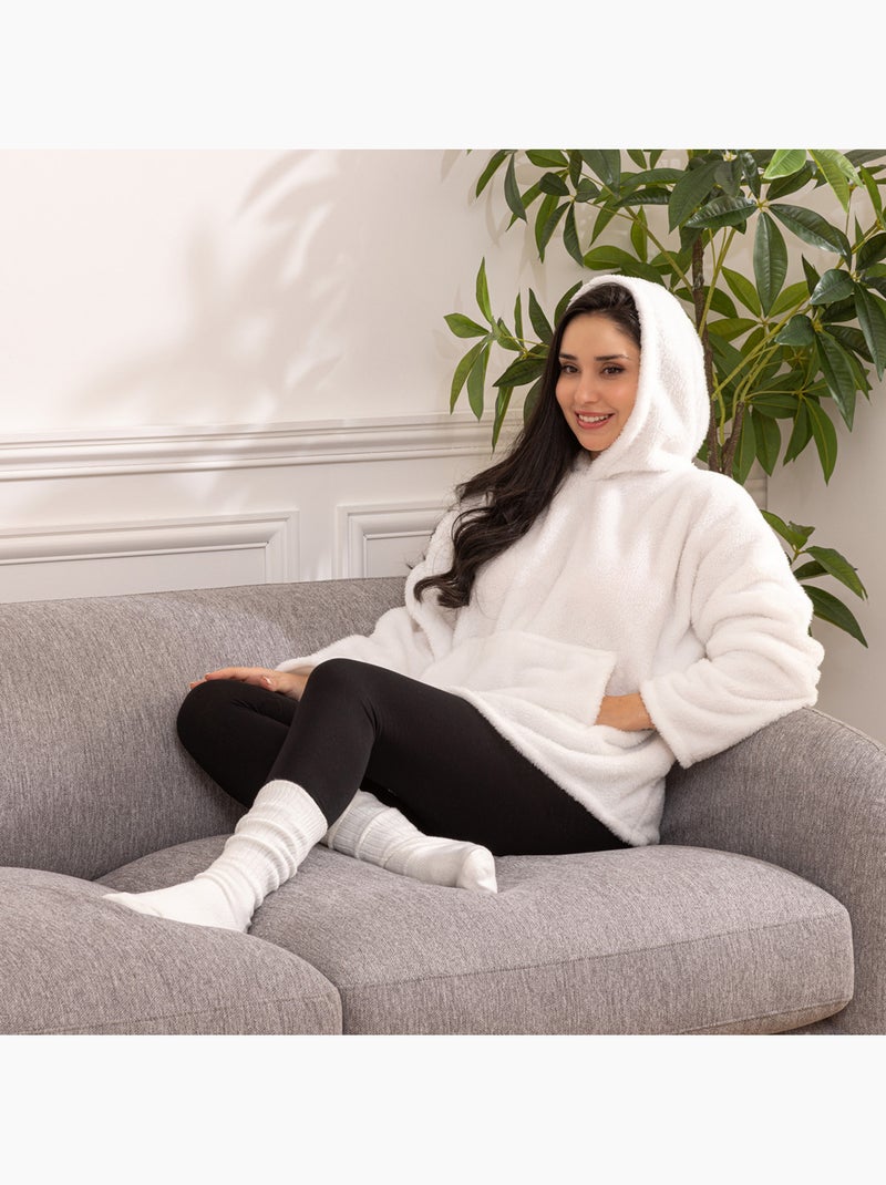 Plaid sweatshirt capuche flanelle TEDDY Blanc - Kiabi