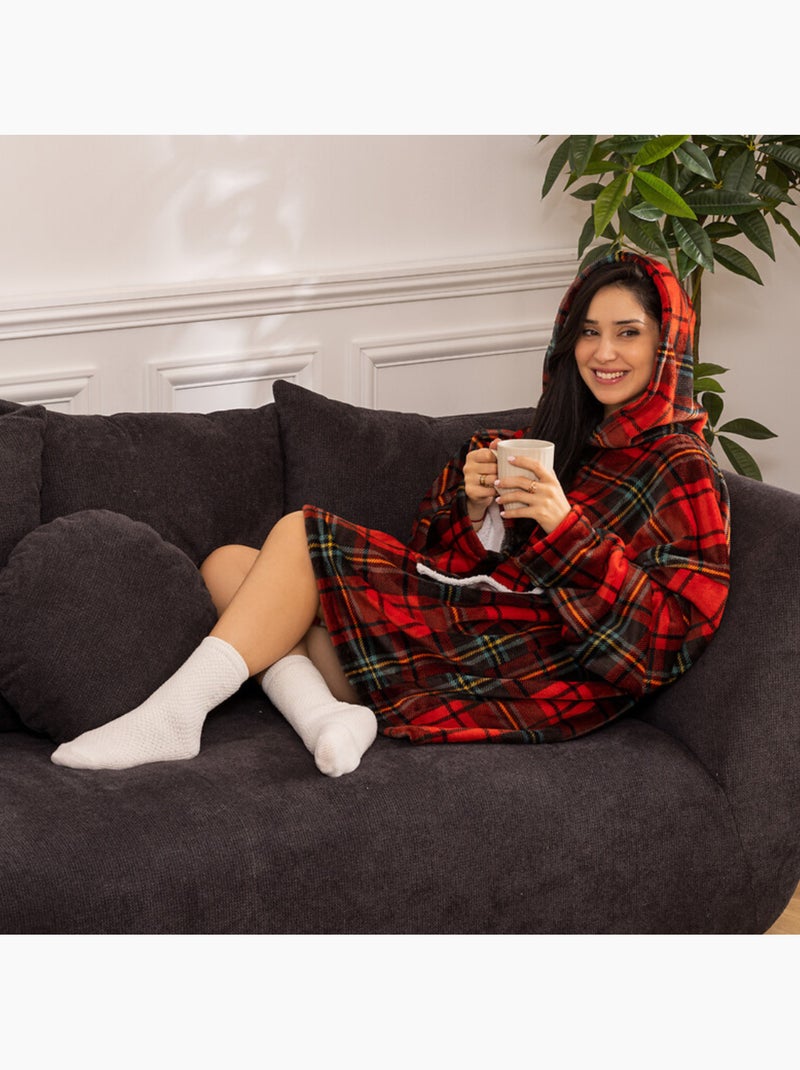 Plaid sweatshirt capuche HOODIE Rouge - Kiabi