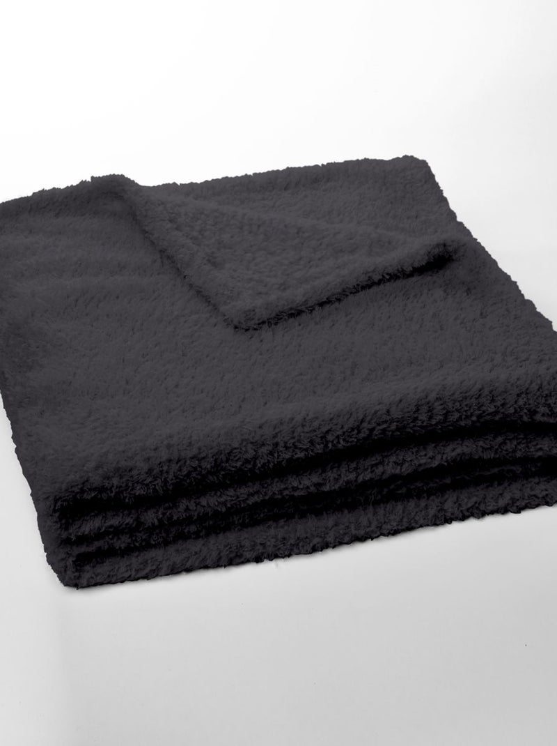 Plaid teddy BIEN AU CHAUD gris anthracite - Kiabi