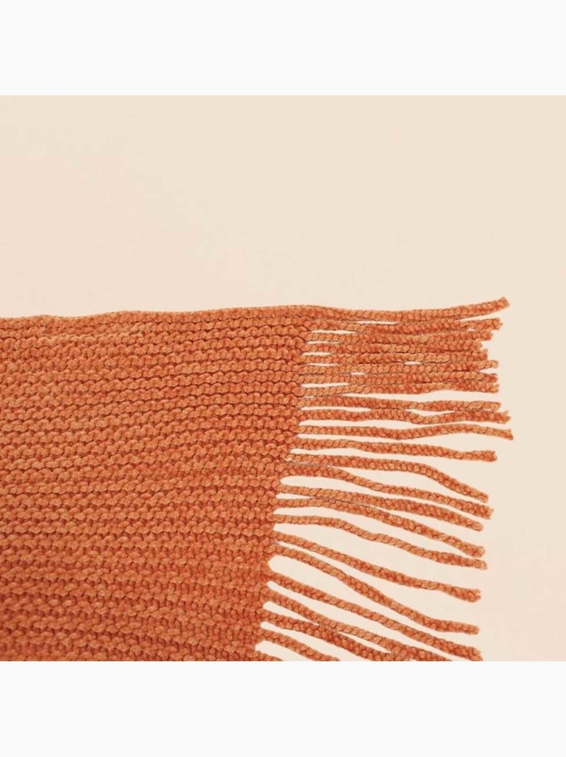 Plaid tissu chenille 130x150cm Orange - Kiabi