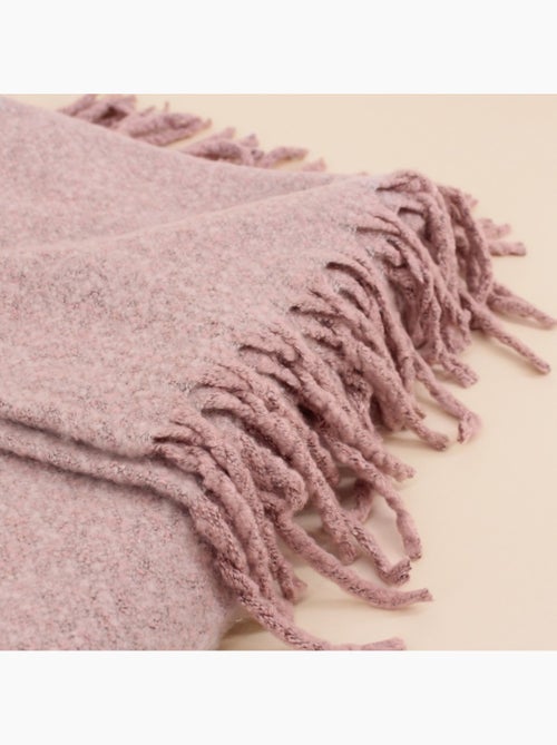 Plaid toucher doux rose à franges 130x170cm - Kiabi