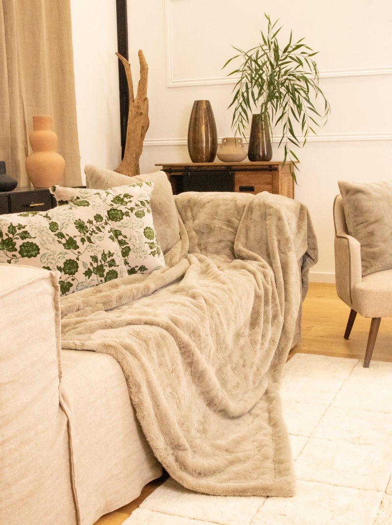Plaid tout doux Beige coquille - Kiabi