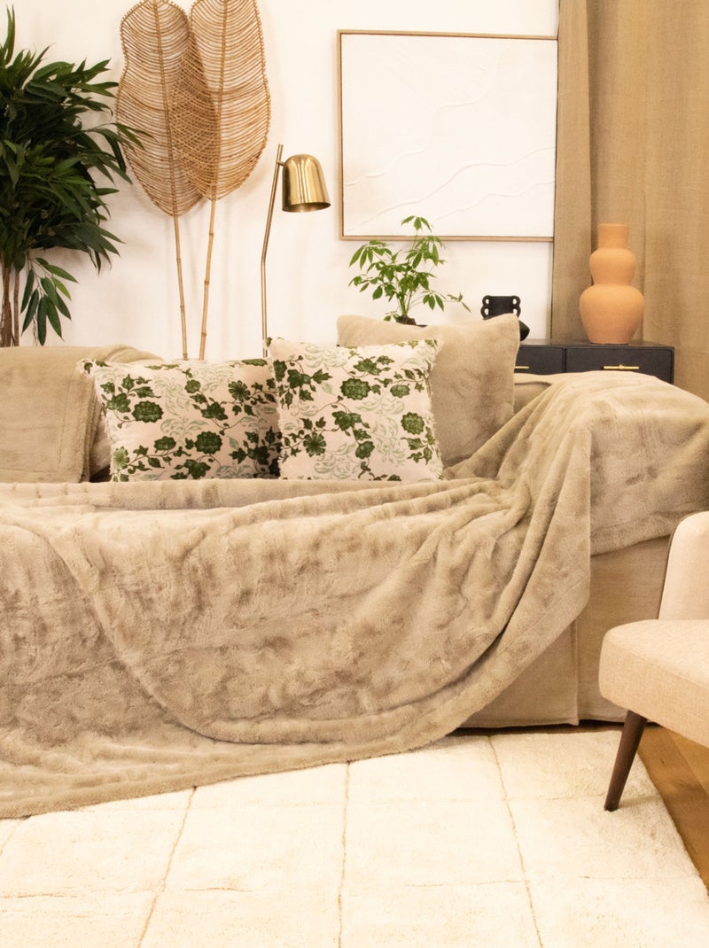 Plaid tout doux Beige coquille - Kiabi