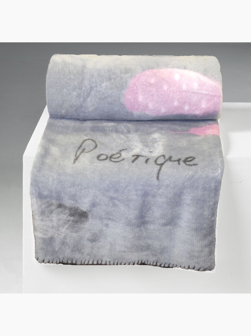 Plaid tout doux poetique Gris clair - Kiabi
