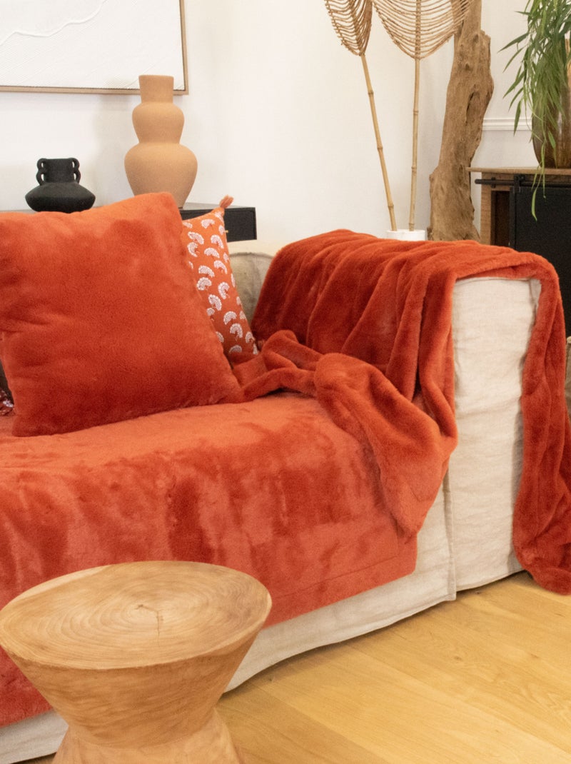 Plaid tout doux Rouge brique - Kiabi