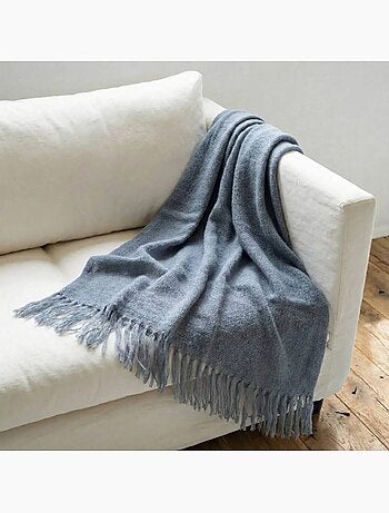 Plaid tricot effet mohair gris 150x180cm