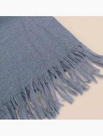 Plaid tricot effet mohair gris 150x180cm