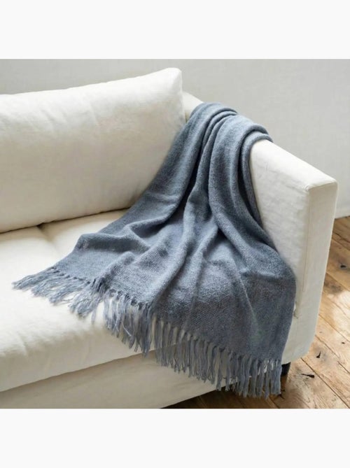 Plaid tricot effet mohair gris 150x180cm - Kiabi