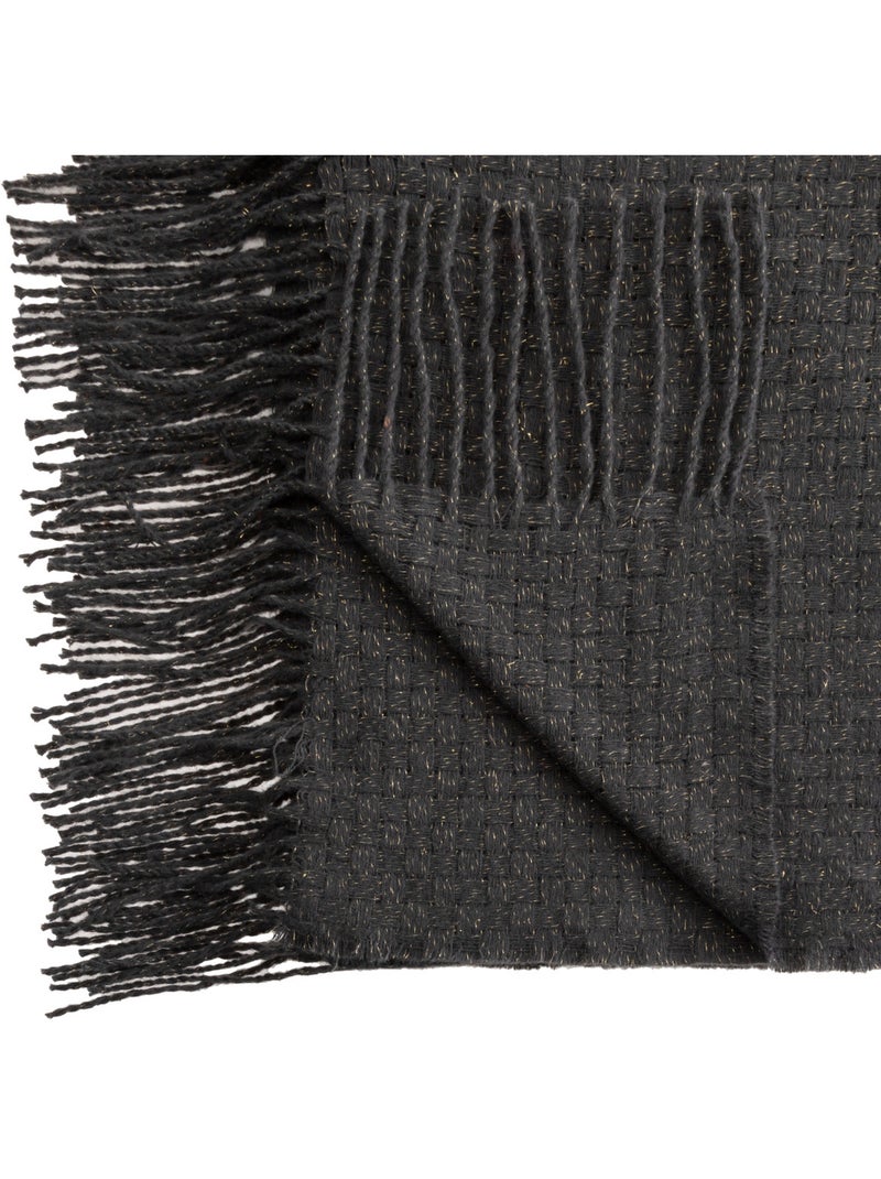 Plaid tricot frangé SOUL Gris foncé - Kiabi