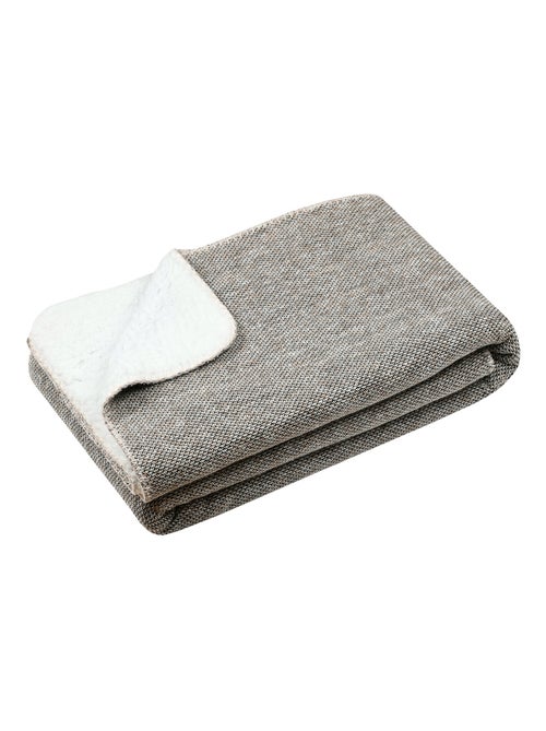 Plaid tricoté doublé sherpa - Kiabi